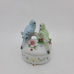 Vintage Parakeet Trinket Figurine